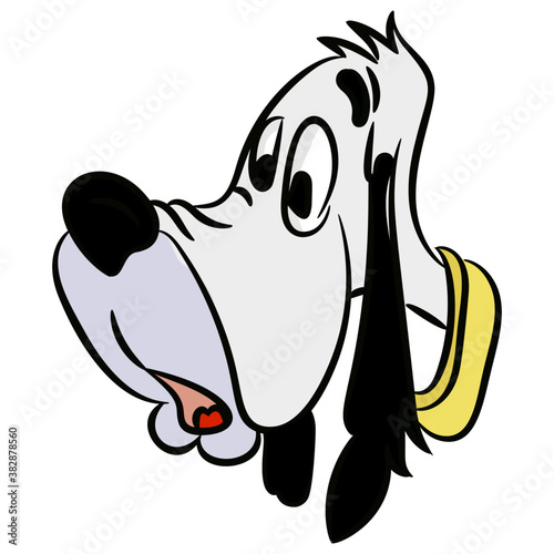 A droopy dog cartoon in flat style
