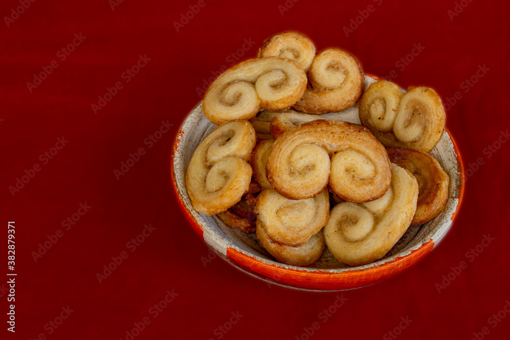 jar with Palmiers cookies - sweet puff pastry jar with Palmiers cookies - sweet puff pastry