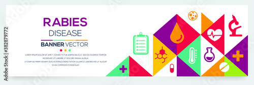 Creative (Rabies) disease Banner Word with Icons ,Vector illustration.