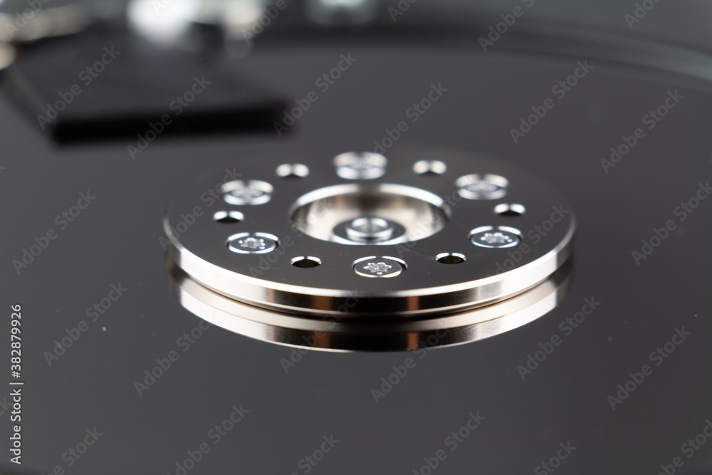 open harddrive closeup with technical details open harddrive closeup with technical details