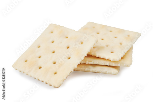 square crackers isolated on white background with clipping path