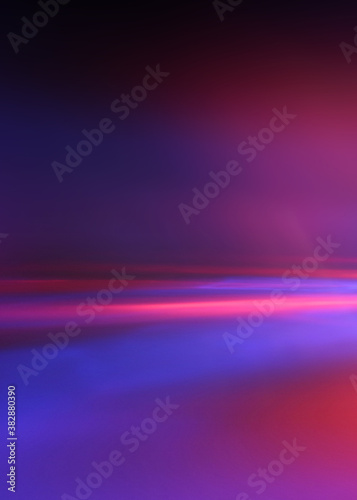 Dark abstract background. Neon multicolored glow. Night party, laser show. Empty concert stage background, reflection of spotlight light.