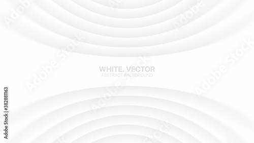 Vector Bent Smooth Lines Clear Blank Subtle Business Elegant White Abstract Background. Futuristic Technology 3D Minimalistic Illustration. Light Colorless Empty Surface Wallpaper. Blurred Backdrop