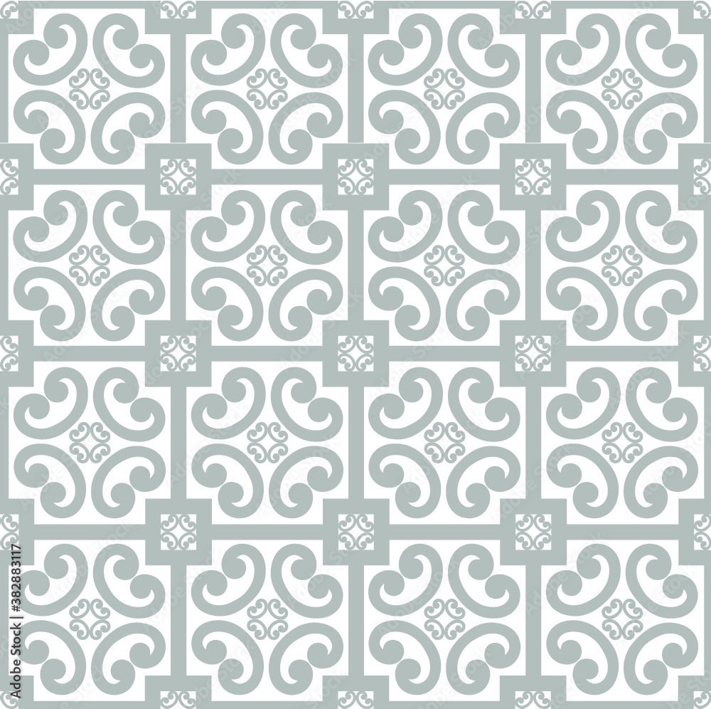 Abstract floral asian ornament. Seamless geometric pattern with swirl line ornament in oriental style.