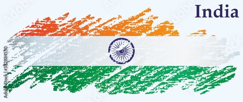 Flag of India, Republic of India. Bright, colorful vector illustration
