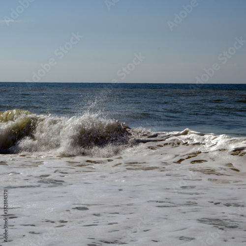 Crashing waves at beach