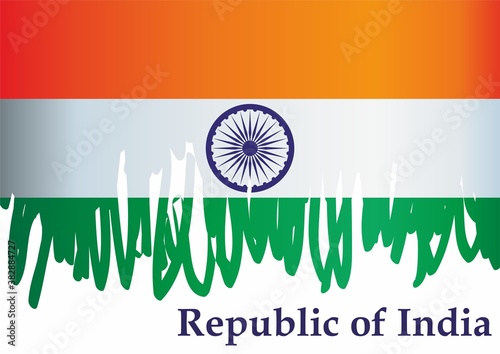 Flag of India, Republic of India. Bright, colorful vector illustration