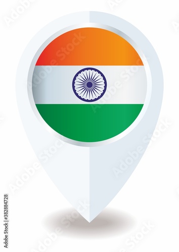 Flag of India, location icon for Multipurpose, Republic of India.