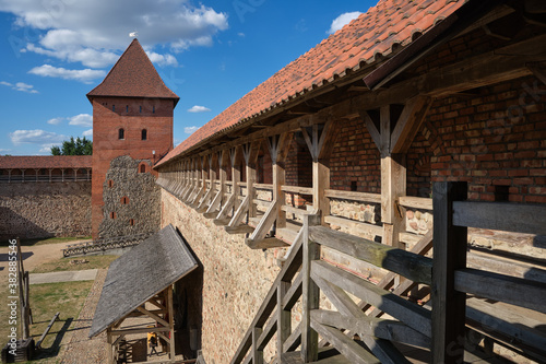 Belorussian tourist landmark attraction - old retro Lida castle, Grodno region, Belarus. photo