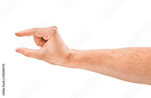 adult man hands hold something, isolated on white