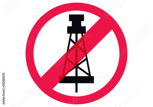 Señal de prohibido fracking por contaminación.