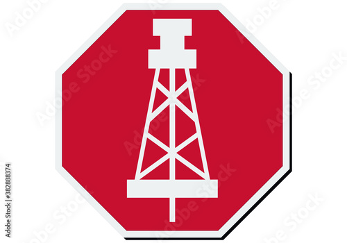 Señal de prohibido fracking por contaminación.