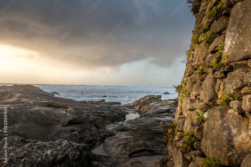 Ocean view on a stormy day near Vila Praia de Ancora, Caminha, Portugal