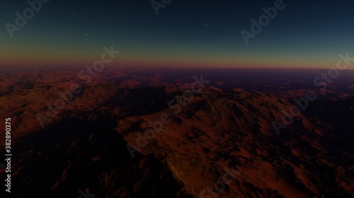 alien planet in space  science fiction landscape  3d render  