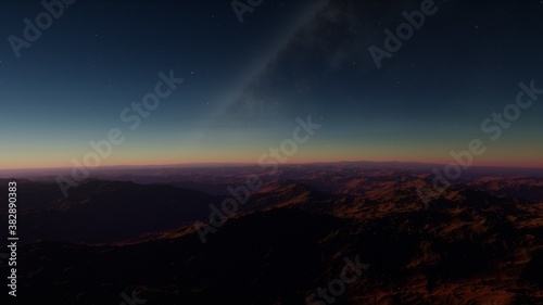 alien planet in space, science fiction landscape, 3d render 
