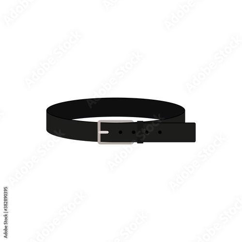 Black leather belt icon design in flat style. Isolated. Vector illustration.