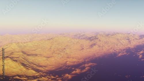 alien planet in space, science fiction landscape, 3d render   © ANDREI