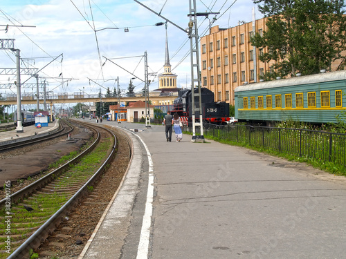 PETROZAVODSK, RUSSIA. View of the Petrozavodsk-Passazhirskiy railway station. Karelia