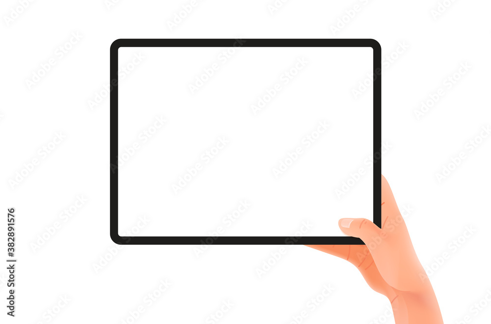 Tablet in hands. Vector mockup isolated on white background Tablet in hands. Vector mockup isolated on white background