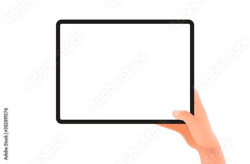 Tablet in hands. Vector mockup isolated on white background
