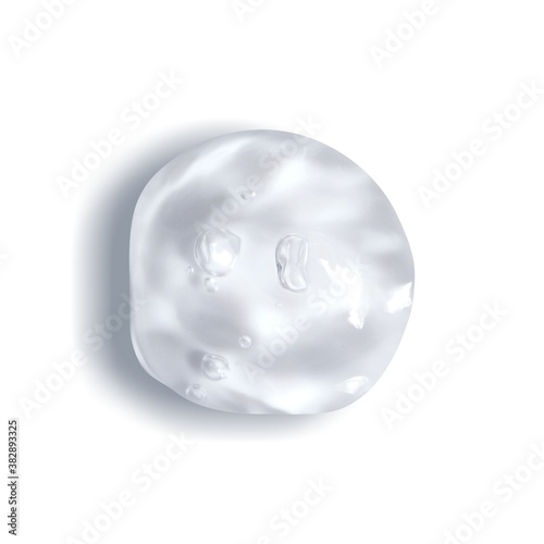 Hyaluronic gel on a white background. A large drop of transparent cosmetic gel with air bubbles on a white background. photo