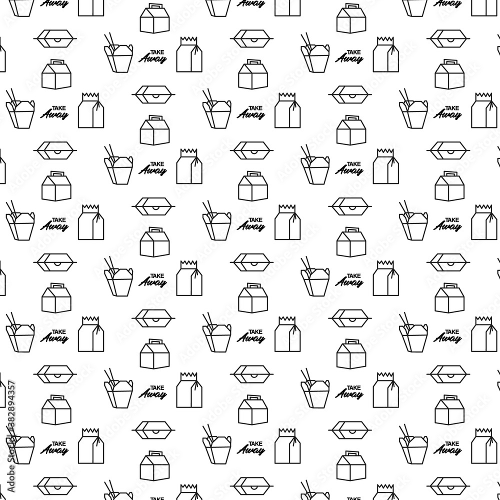 Seamless icon pattern take away design on white background