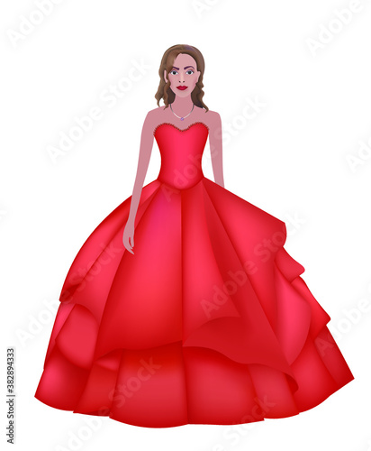 Woman in red dress. vector