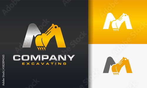 excavator letter M logo