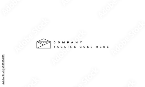 Vector logo on which an abstract image of a videotape in an envelope in a linear style.