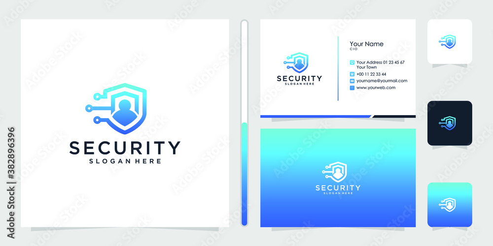 security logo design and business card logo design template vector