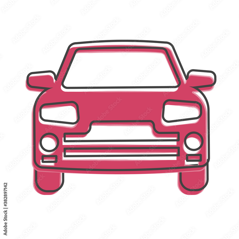 Vector car icon on  cartoon style on white isolated background.