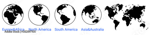 Obraz na płótnie globe world icon. world map. Globe of Asia Australia, Europe, Africa, North America, South America. Vector earth map w salonie