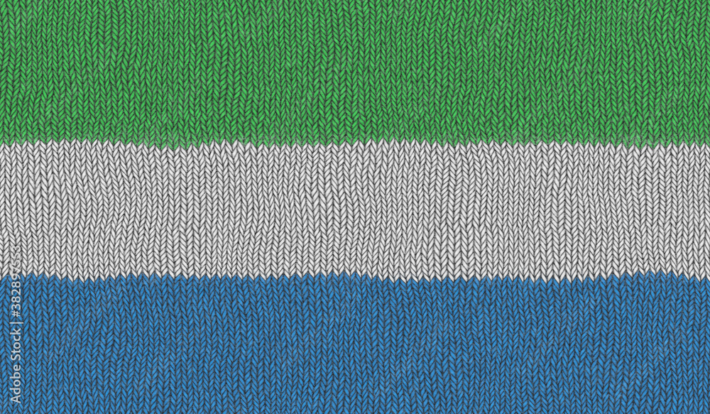 Fototapeta premium Detailed Illustration of a Knitted Flag of Sierra Leone