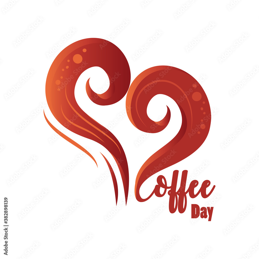 coffee day label with a heart