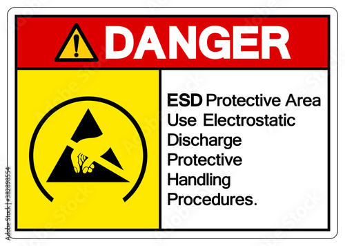 Danger ESD Protective Area Use Electrostatic Discharge Protective Handling Procedures Symbol Sign, Vector Illustration, Isolated On White Background Label .EPS10