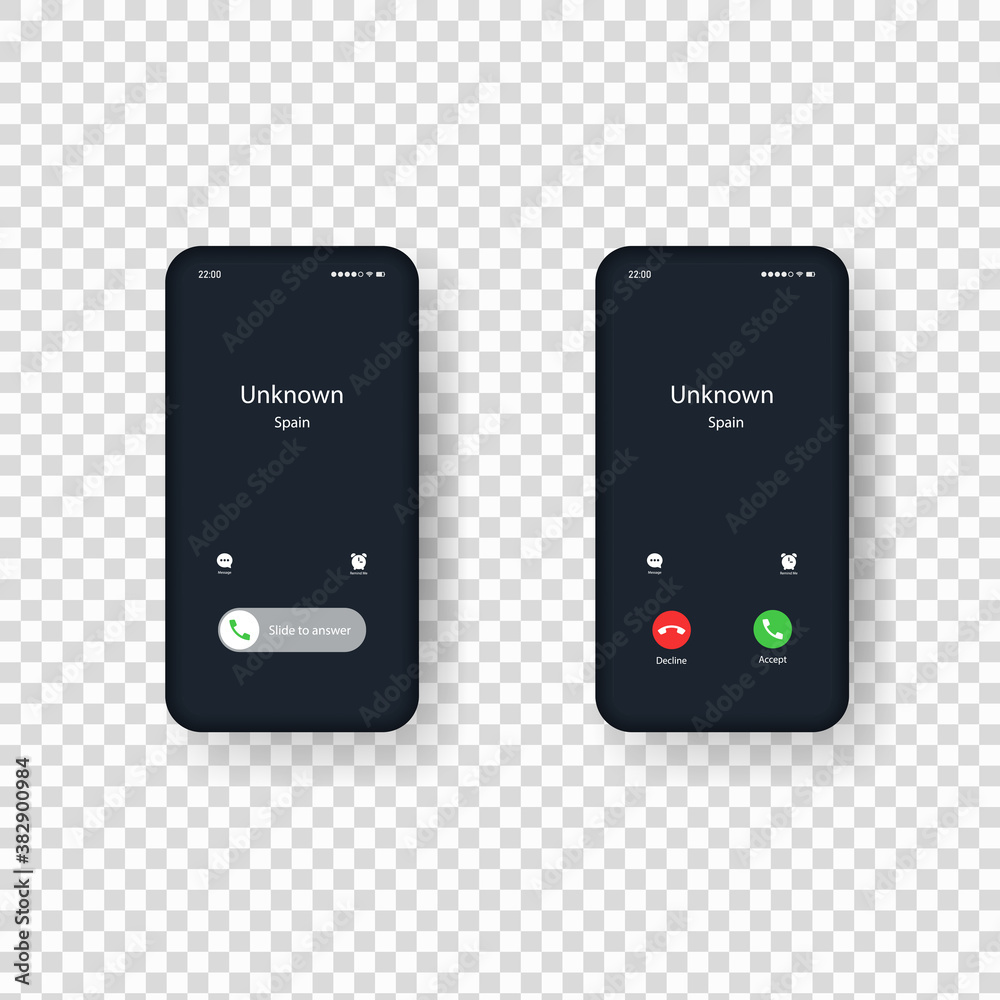 Vecteur Stock Phone call screen template. Incoming call. Vector EPS 10.  Isolated on transparent background | Adobe Stock