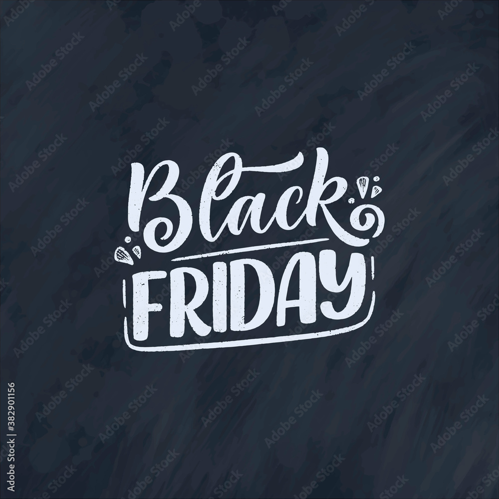 Fototapeta premium Black friday lettering in modern calligraphy style. Slogan for promotion template and sale banner. Vector