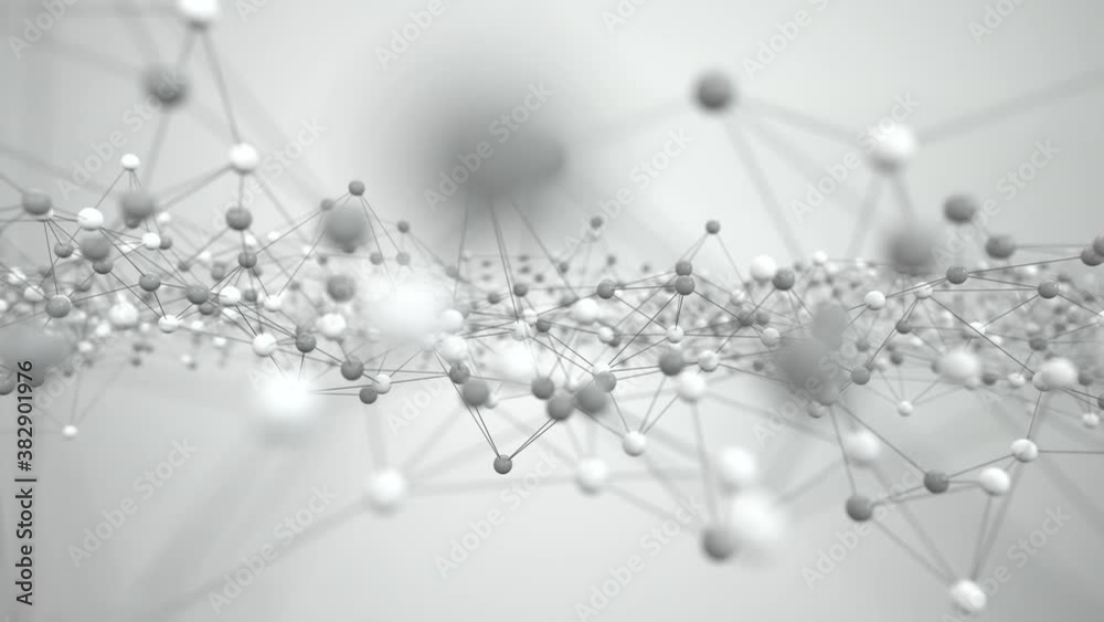 Biology structure lines and particles, 3d rendering.