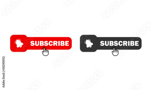 Subscribe button icon set. Social media follower concept. Vector EPS 10. Isolated on white background