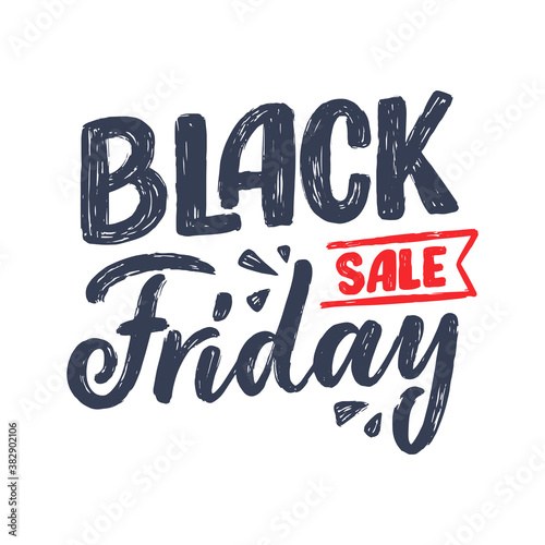 Black friday lettering in modern calligraphy style. Slogan for promotion template and sale banner. Vector