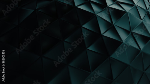 Abstract black plastic surface made from connected triangles. 3d illustration