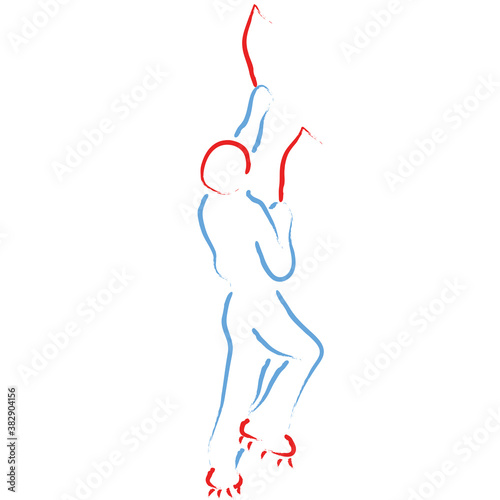 Ice climbing, climber stylized vector illustration