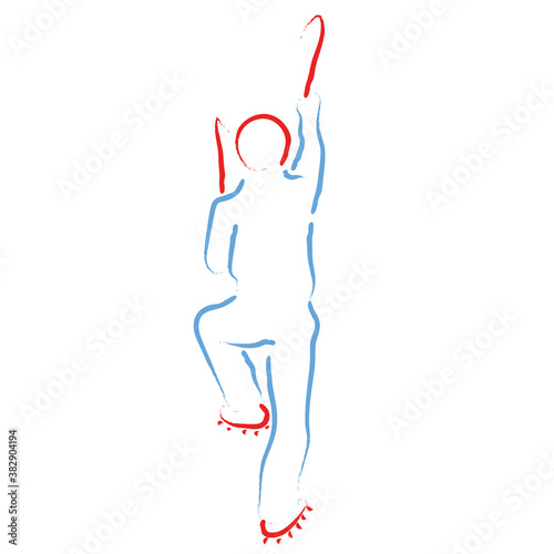 Ice climbing, climber stylized vector illustration