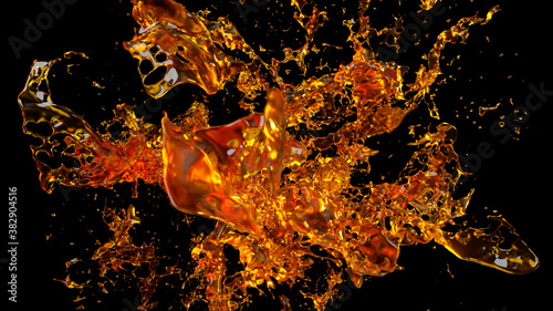 Tableau sur toile Spectacular splash of beer in slow motion on isolated black background 3d illust