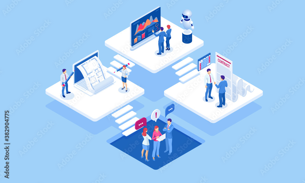 Isometric concept of business analysis, analytics, research, strategy statistic, planning, marketing, study of performance indicators. Investment in securities, smart investment, strategic management Isometric concept of business analysis, analytics, research, strategy statistic, planning, marketing, study of performance indicators. Investment in securities, smart investment, strategic management