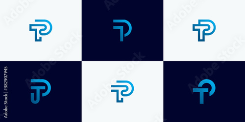 Set of abstract initial letter T,letter P logo design template. icons for business of luxury, elegant, simple. Premium Vector