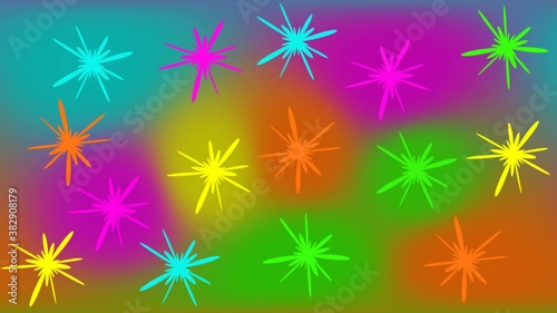 Multi-colored blots and streaks on a colored background.
