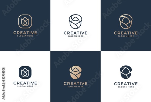 collection rose flower logo design