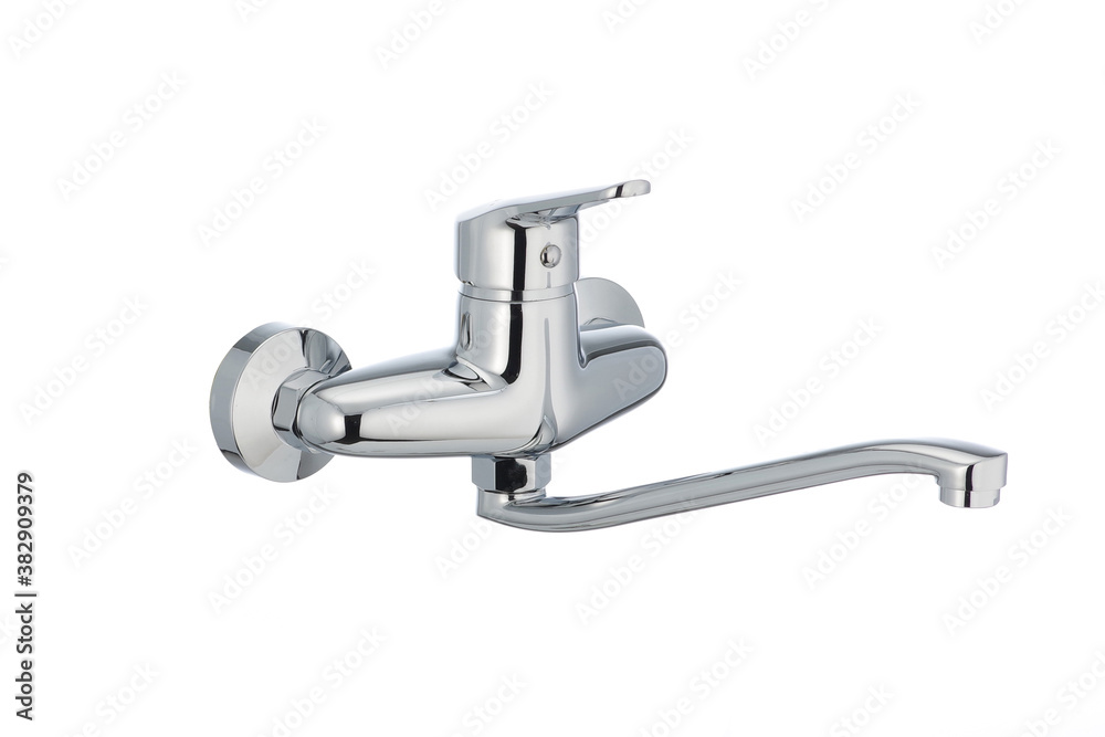 Single handle bath mixer, metal faucet for the bathroom. Short spout Single handle bath mixer, metal faucet for the bathroom. Short spout