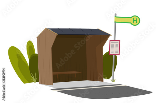 cartoon illustration of a typical German bus stop